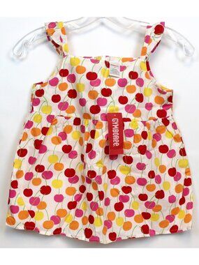2008 Gymboree Cherry Baby Doll Shirt sz 8 Print Tank Top Ruffle Straps Summer